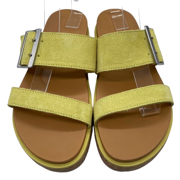 Sorel Sandals Roaming Slide Yellow Suede Leather Casual Chunky Colorful Size 8 - Picture 4 of 11